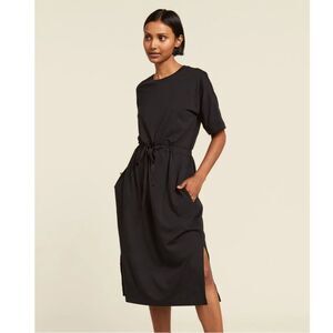 Boody Bamboo Cotton Black Midi Dress with Pockets